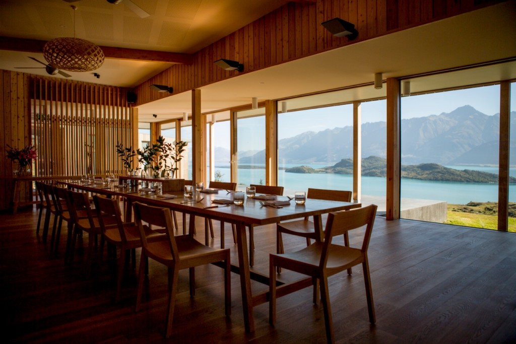 Dining room in Aro Ha retreat, New Zealand