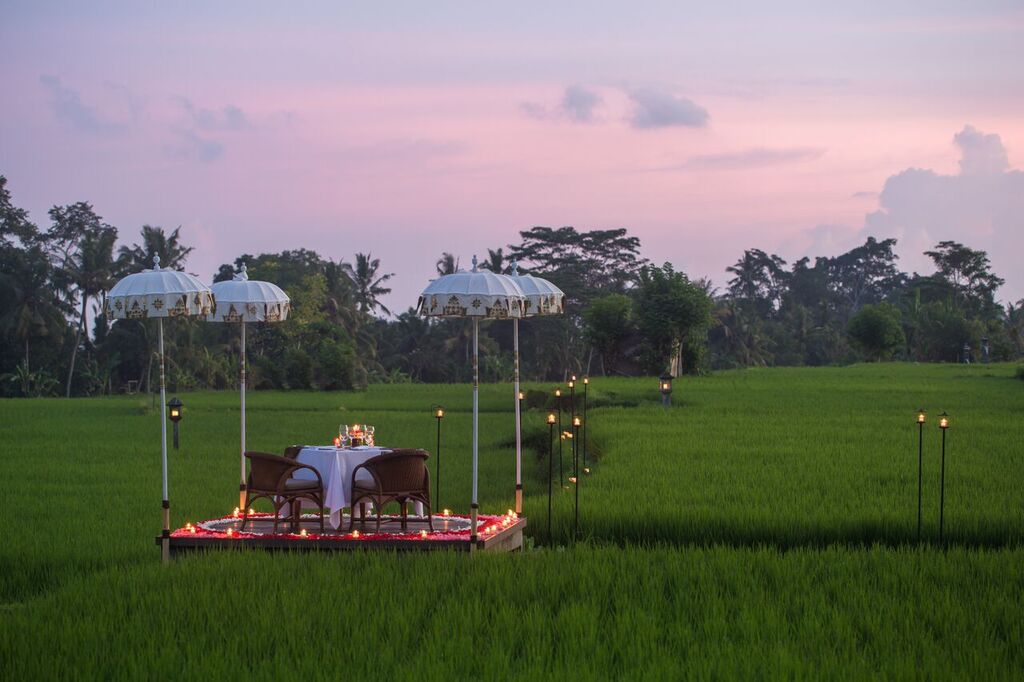 Private dining amidst the rice paddies in The Chedi Ubud